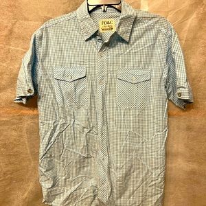 PD & C - mens short sleeve button down - blue - size medium